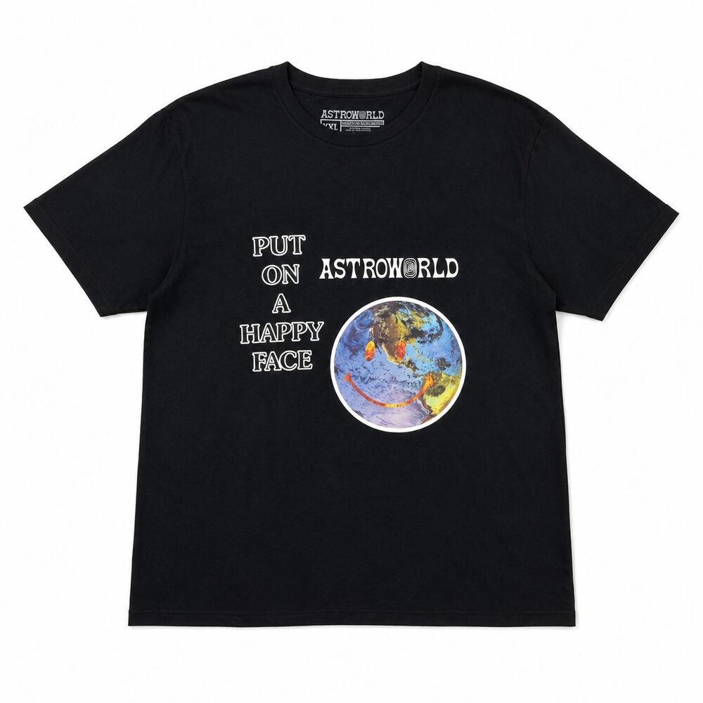 Astroworld T-Shirt Mens Sz XXL Put On Happy Face Down To Earth Black Concert Tee